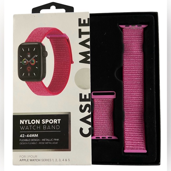 Case-Mate Rose Pink Nylon Sport Watch Band for Apple Watch - Picture 1 of 4